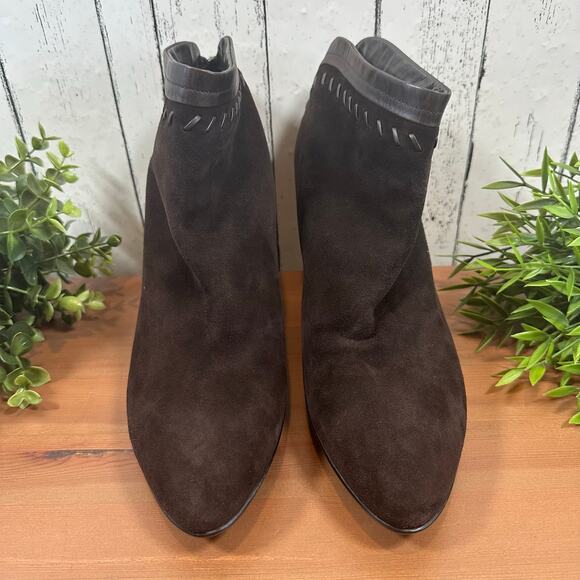 Aquatalia Marvin K Riley Dark Brown Suede Back Zipper Ankle Boots Size 12 - Picture 3 of 10